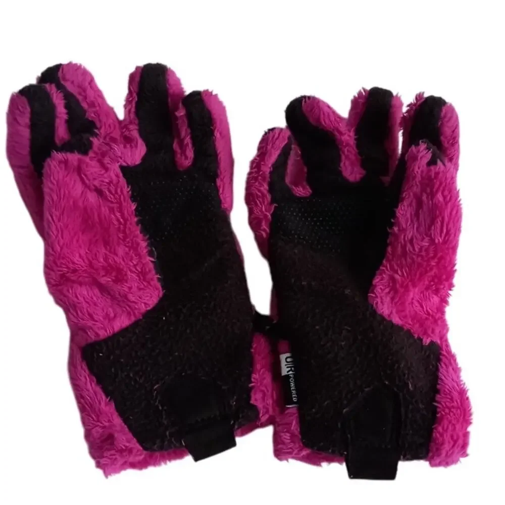 The North Face girls fleece gloves fuchsia/ black size medium